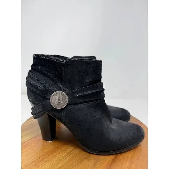 Miranda Lambert Black Suede‎ Leather Guitar Ankle Booties Women's Size 10M - Picture 5 of 12